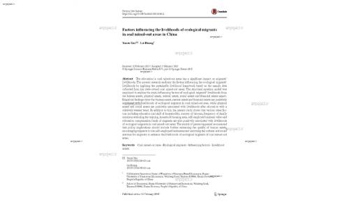 Factors influencing the livelihoods of ecological migrants in coal mined‑out areas in China